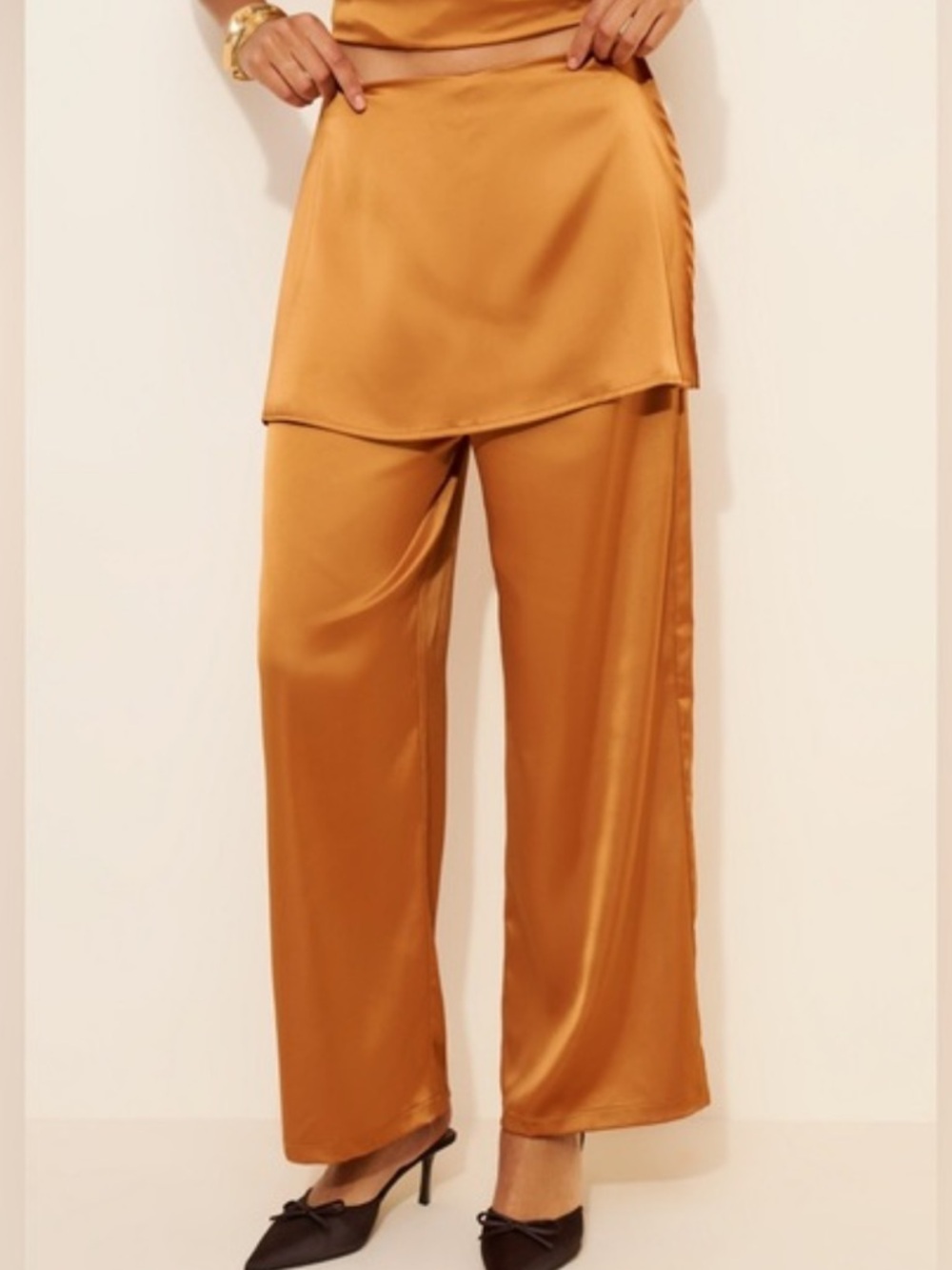 revolve x Fenarte $178 Rust Wrap Skirt Wide Leg Pants medium